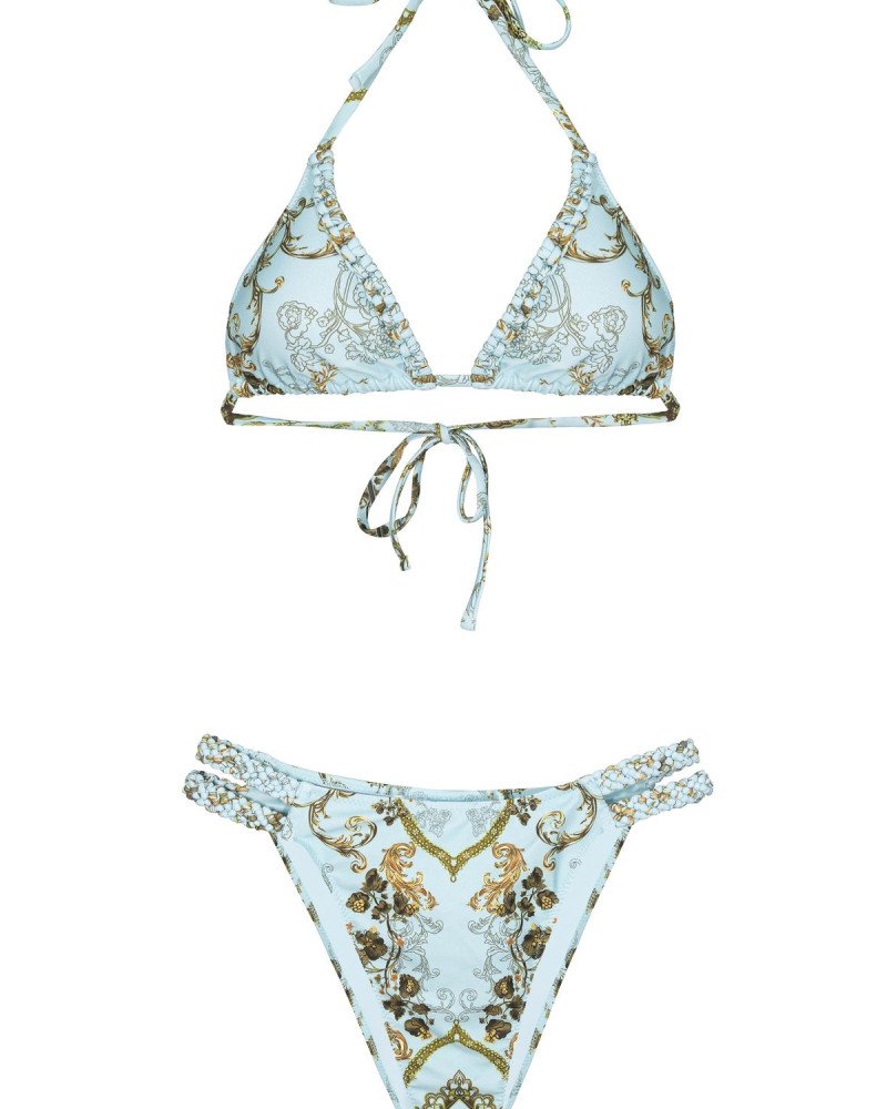 Γυναικείο Μαγιό Τοπ Τρίγωνο με Κέντημα Cup B & Σλιπ με Κέντημα