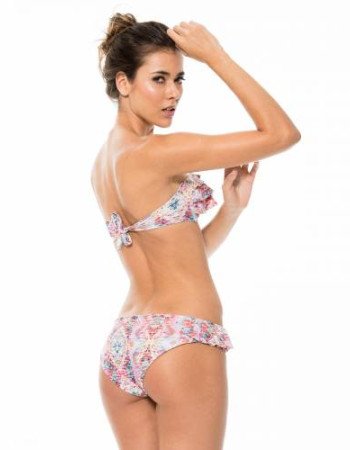 Μαγιό μπικίνι στράπλες με βολάν