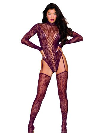 Σέξι κορμάκι με ζαρτιέρες, κάλτσες και μακρυά μανίκια