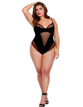 Σέξι γυναικείο βελούδινο κορμάκι με δαντέλα!