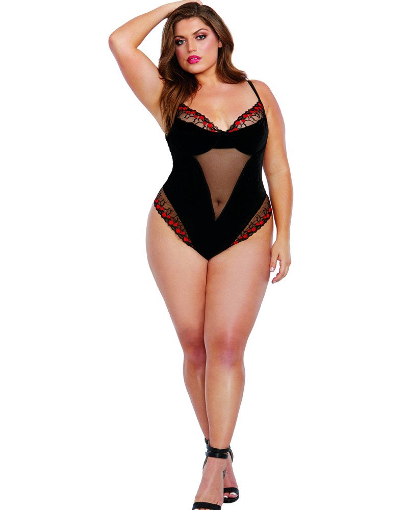 Σέξι γυναικείο βελούδινο κορμάκι με δαντέλα!