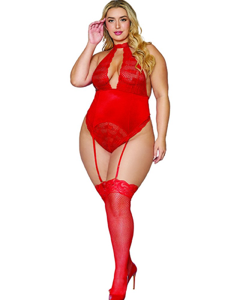 Γυναικείο σέξι κορμάκι από δαντέλα και βελούδο