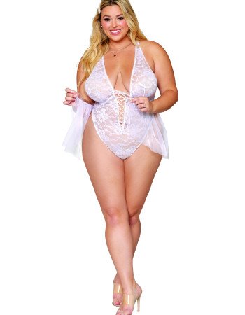 Σέξι δαντελένιο λευκό κορμάκι Dreamgirl