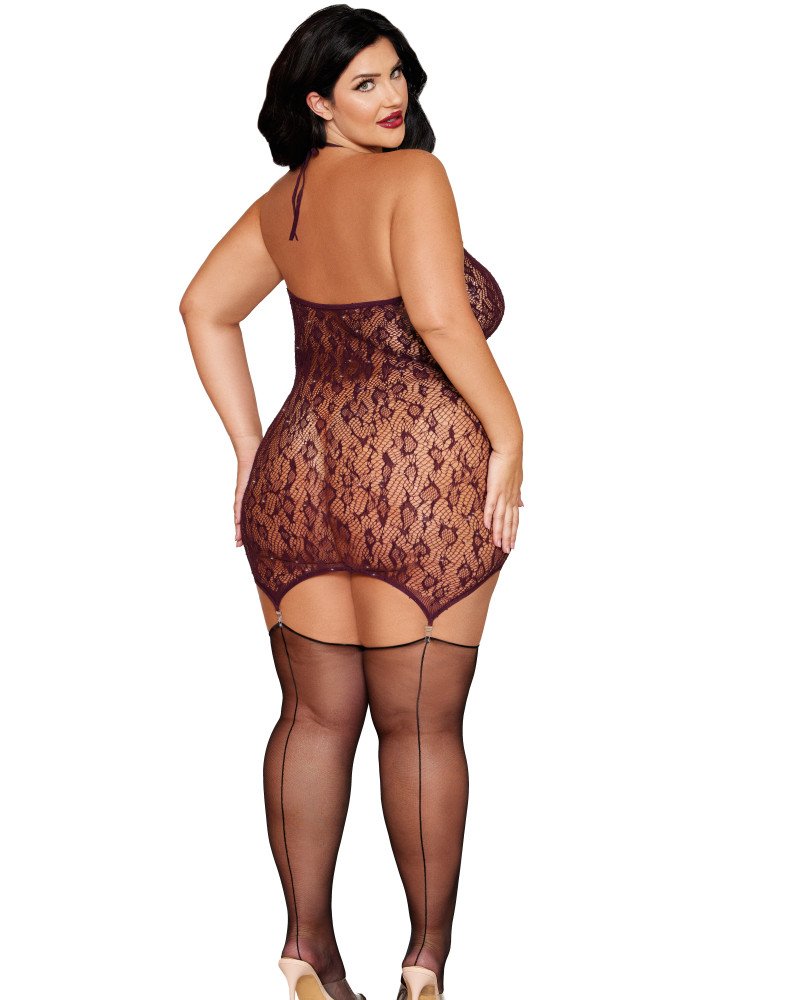 Σέξι babydoll χωρίς ραφές με διαμαντάκια και ζαρτιέρες