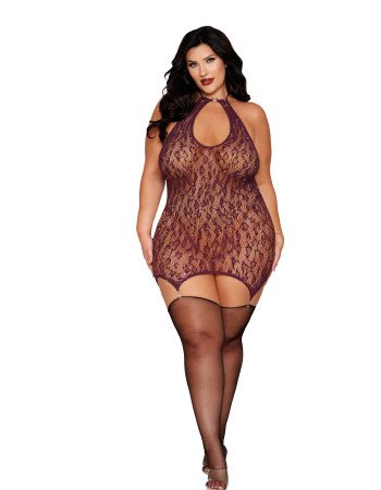 Σέξι babydoll χωρίς ραφές με διαμαντάκια και ζαρτιέρες