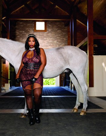 Σέξι babydoll χωρίς ραφές με διαμαντάκια και ζαρτιέρες