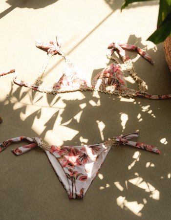 Μαγιό γυναικείο σετ μπικίνι τρίγωνο με πλεκτές λεπτομέρειες