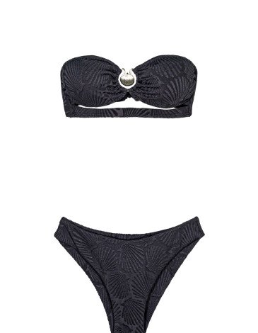 Μαγιό γυναικείο σετ μπικίνι στράπλες ανάγλυφο Cup B