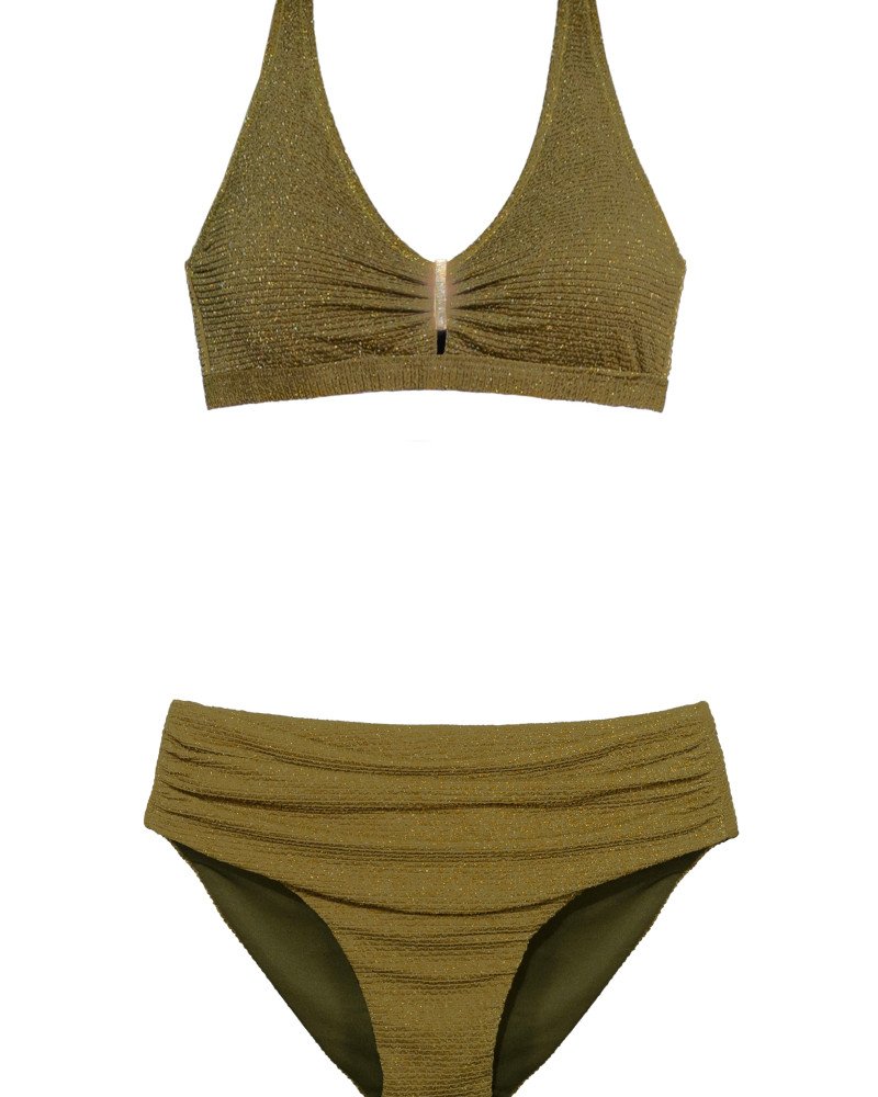 Γυναικείο Μαγιό Τοπ Ανάγλυφο Αμπάνελο Cup F & Σλιπ Ψηλόμεσο Ανάγλυφο