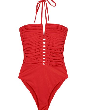 Γυναικείο ολόσωμο μαγιό στράπλες με λουράκια