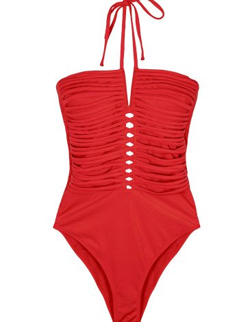 Γυναικείο ολόσωμο μαγιό στράπλες με λουράκια