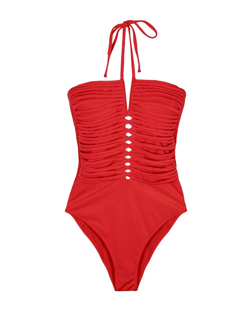 Γυναικείο ολόσωμο μαγιό στράπλες με λουράκια