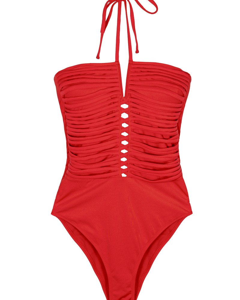 Γυναικείο ολόσωμο μαγιό στράπλες με λουράκια