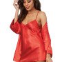Σέξι σετ σατέν κοντό νυχτικό και ρόμπα DG-3717