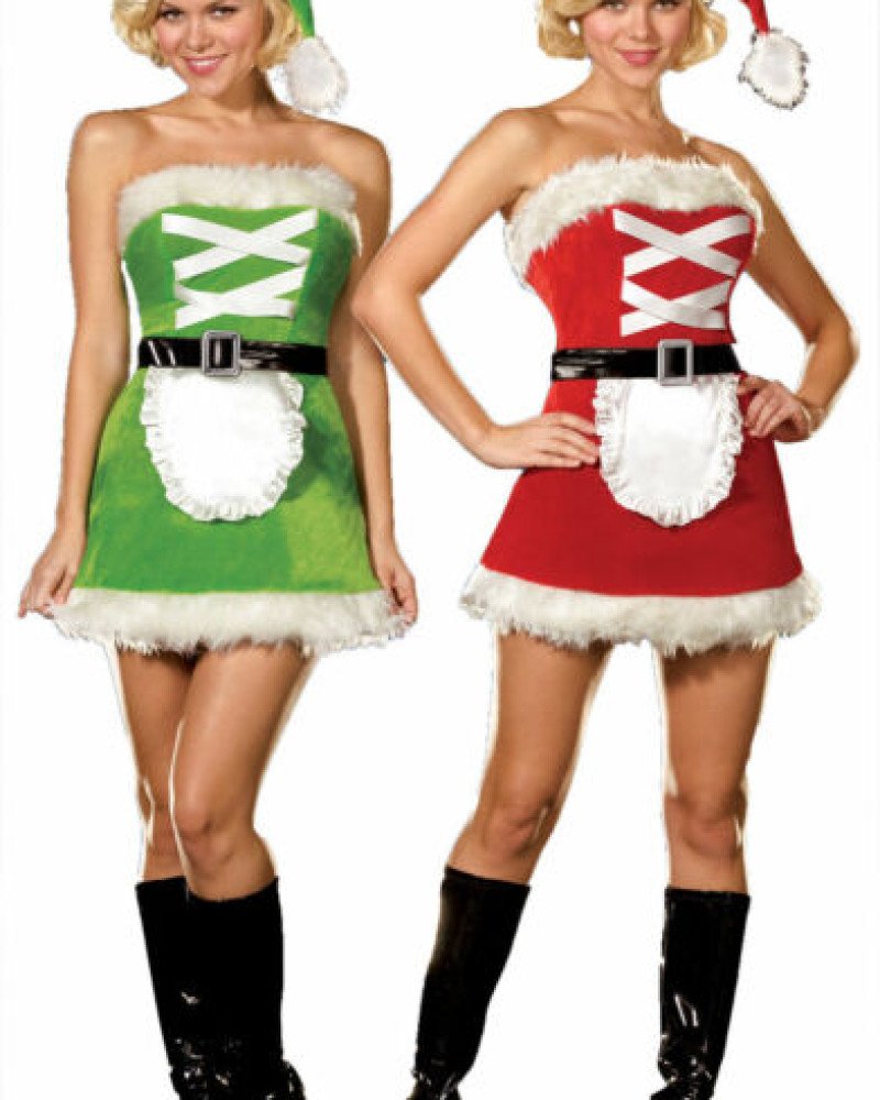 Χριστουγεννιάτικη γυναικεία στολή 3 τεμαχίων διπλής όψης