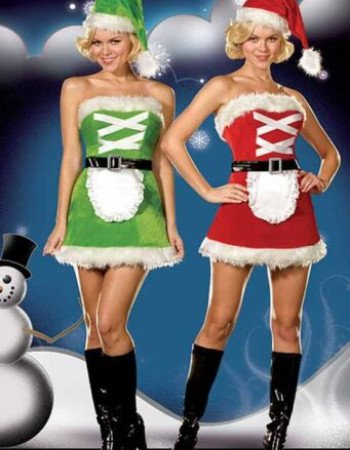 Χριστουγεννιάτικη γυναικεία στολή 3 τεμαχίων διπλής όψης